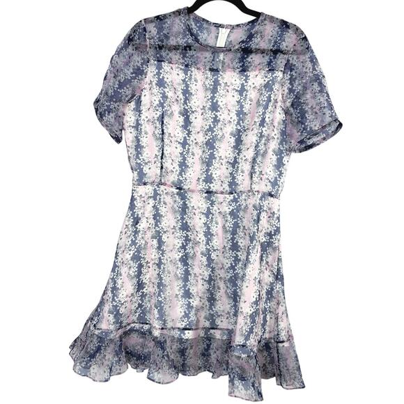 Carven 42 (US 10/12) 100% Silk Fit & Flare, Gray Floral, EUC, Minor Seam Tear - Picture 1 of 7